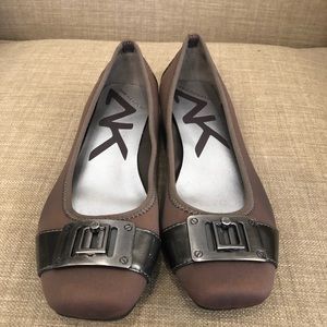 New AK square toe flats with logo plate